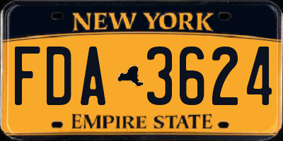NY license plate FDA3624