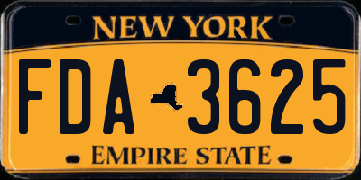 NY license plate FDA3625