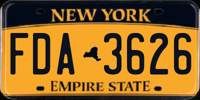 NY license plate FDA3626