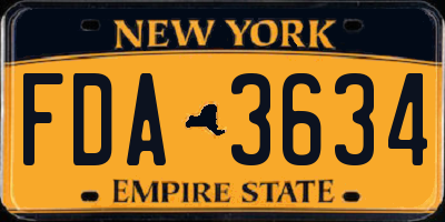 NY license plate FDA3634