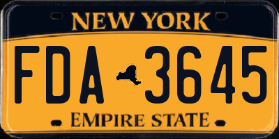 NY license plate FDA3645