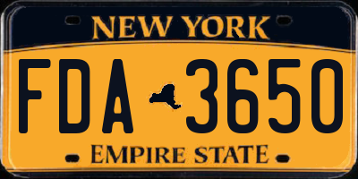 NY license plate FDA3650