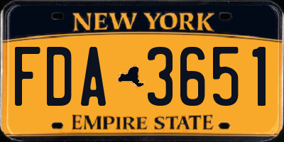 NY license plate FDA3651