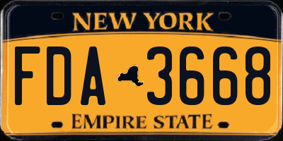 NY license plate FDA3668