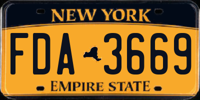NY license plate FDA3669