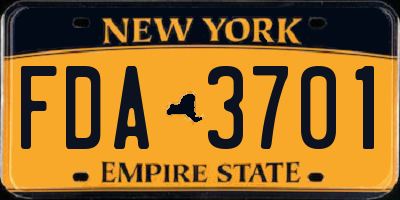 NY license plate FDA3701