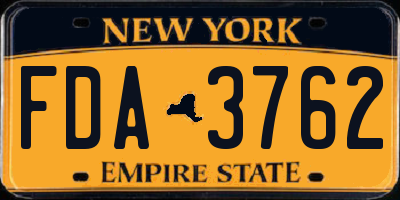 NY license plate FDA3762