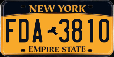 NY license plate FDA3810