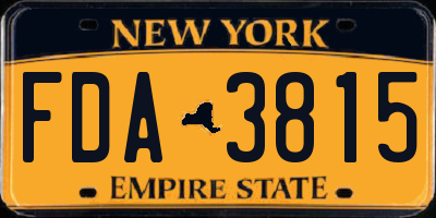 NY license plate FDA3815