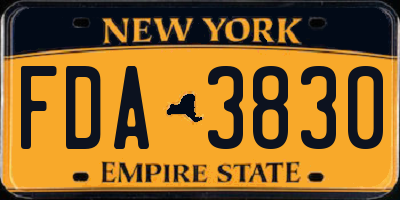NY license plate FDA3830