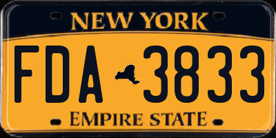 NY license plate FDA3833