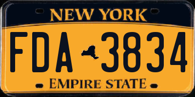 NY license plate FDA3834