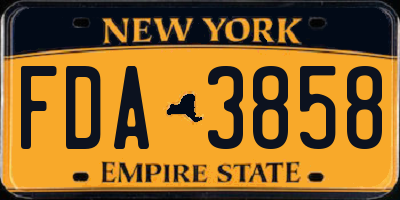 NY license plate FDA3858