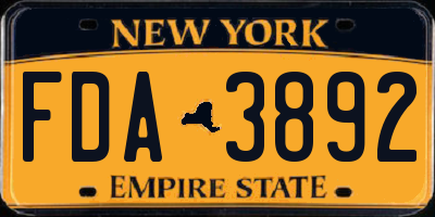 NY license plate FDA3892