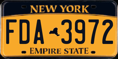 NY license plate FDA3972