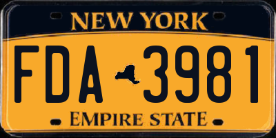 NY license plate FDA3981