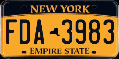 NY license plate FDA3983