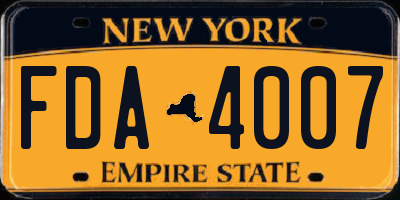 NY license plate FDA4007