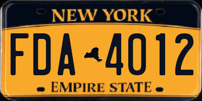 NY license plate FDA4012