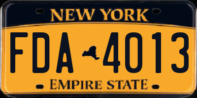 NY license plate FDA4013