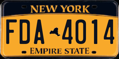 NY license plate FDA4014
