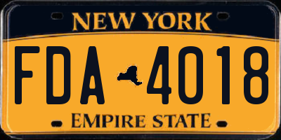 NY license plate FDA4018