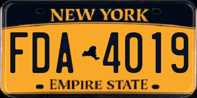 NY license plate FDA4019