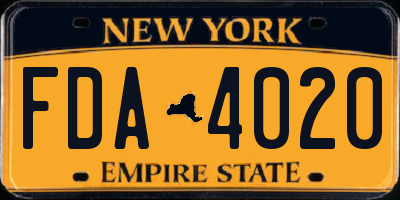NY license plate FDA4020