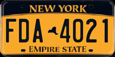 NY license plate FDA4021