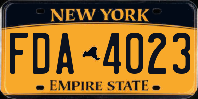 NY license plate FDA4023