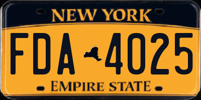 NY license plate FDA4025