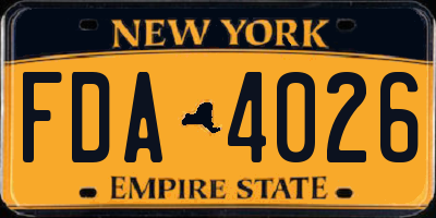 NY license plate FDA4026
