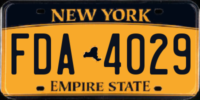 NY license plate FDA4029