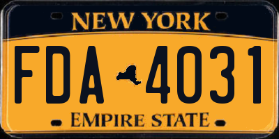 NY license plate FDA4031