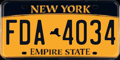 NY license plate FDA4034