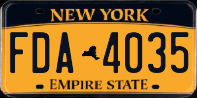 NY license plate FDA4035