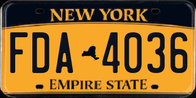 NY license plate FDA4036