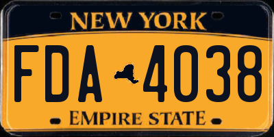NY license plate FDA4038