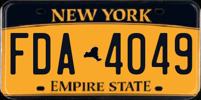 NY license plate FDA4049