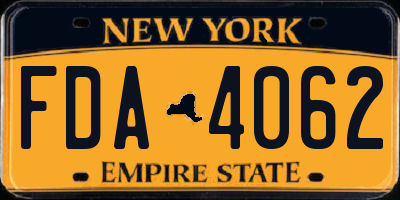 NY license plate FDA4062