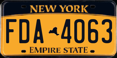 NY license plate FDA4063
