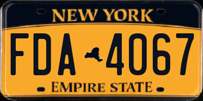 NY license plate FDA4067