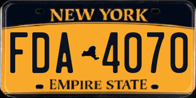 NY license plate FDA4070