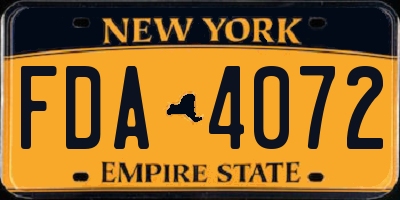 NY license plate FDA4072