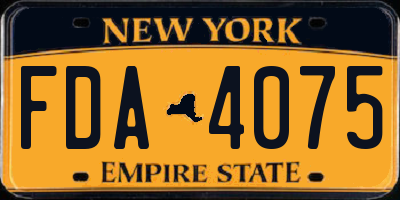 NY license plate FDA4075