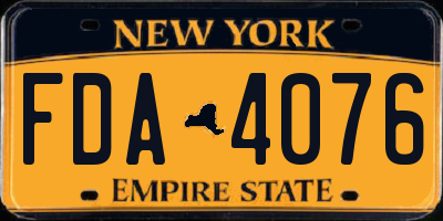 NY license plate FDA4076