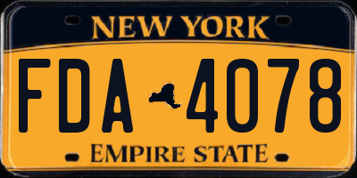 NY license plate FDA4078