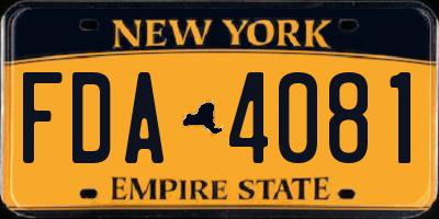 NY license plate FDA4081