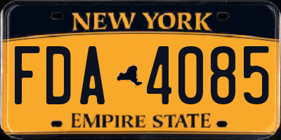 NY license plate FDA4085