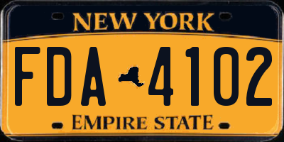NY license plate FDA4102